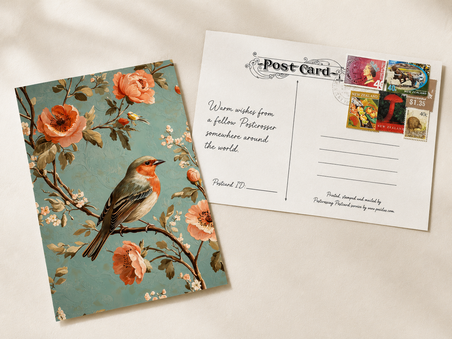 Example of the back of a Postcrossing postcard prepared by Pixiluv